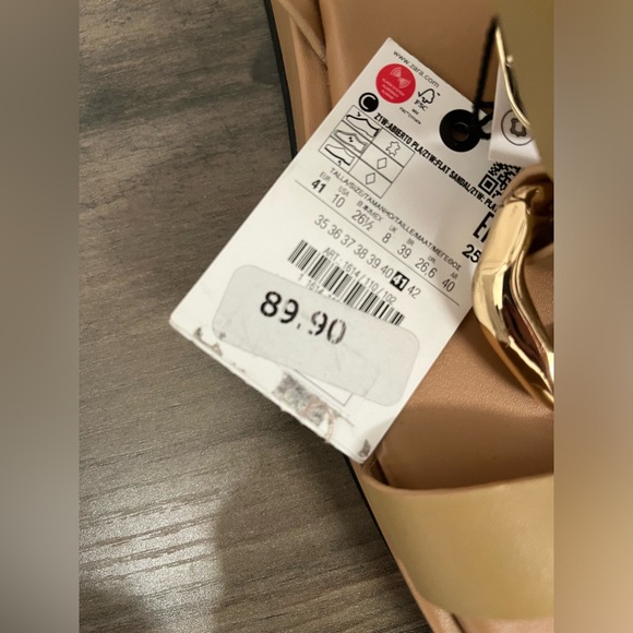 Zara Leather Embellished Flatform Sandals size 10 - Picture 2 of 9